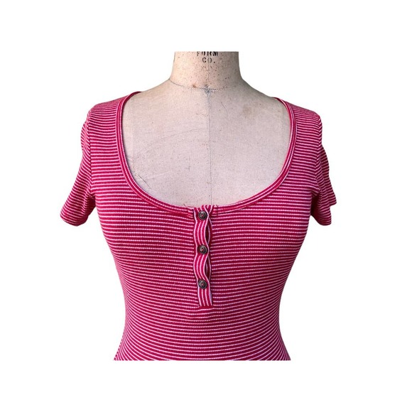 Heart and Hips Red White Striped Ribbed Knit Dress Y2K Style Size M - Picture 2 of 8